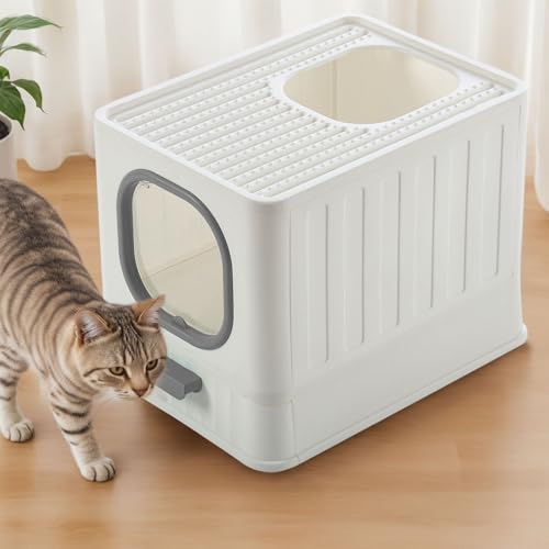 Katzenstreu-Box mit Lippe, Gehäuse für große Katzen, hohe Seiten, Scoop Antihaft, Anti-Leckage, Anti-Spritz, Haustier-Toilette, Weiß Katzenstreu-Box mit Lippe, Gehäuse für große Katzen, hohe Seiten, Scoop Antihaft, Anti-Leckage, Anti-Spritz, Haustier-Toilette, Weiß von HaiYiZuhause