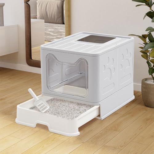 Katzenstreu Gehäuse für große Katzen, hohe Seiten, Schaufel antihaftbeschichtet, Anti-Leck, Anti-Spritz, Haustier Toilette, Grau Katzenstreu Gehäuse für große Katzen, hohe Seiten, Schaufel antihaftbeschichtet, Anti-Leck, Anti-Spritz, Haustier Toilette, Grau von HaiYiZuhause