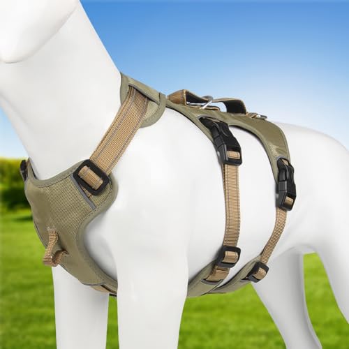 Haibinsuo Hundegeschirr für Haustiere, ausbruchsicher, verstellbare Schnalle, kein Ziehen, großes Hundegeschirr, Haustierbedarf, Khaki, Größe M Haibinsuo Hundegeschirr für Haustiere, ausbruchsicher, verstellbare Schnalle, kein Ziehen, großes Hundegeschirr, Haustierbedarf, Khaki, Größe M von Haibinsuo