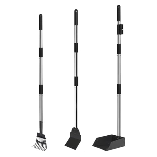 Haibinsuo Schwenkbarer Mülleimer, Rechen, Schaufel, Schaufel-Set, verlängerter Griff, Edelstahl, Abfallreiniger für Rasen, Höfe, Hundehütten, 3 Stück Haibinsuo Schwenkbarer Mülleimer, Rechen, Schaufel, Schaufel-Set, verlängerter Griff, Edelstahl, Abfallreiniger für Rasen, Höfe, Hundehütten, 3 Stück von Haibinsuo