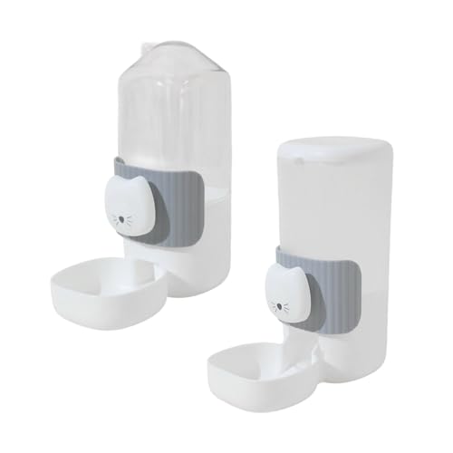 Haiki 2pcs Automatische Hundefutterwandwandmontierte Katzen Gesicht Dekoration PP Wasserspender Set Einfach Installation Für Wohnungscartoon Katzen Gesichtshund Feeder von Haiki