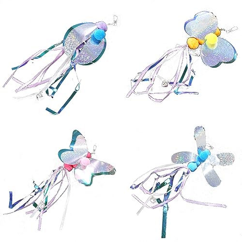 Haiki 4pcs Katzenspielzeugzubehör Mit Insektenquasten Ersatzköpfe Zauberstab Nachfüllten Katzenspielzeug Anhang Fehlerform von Haiki