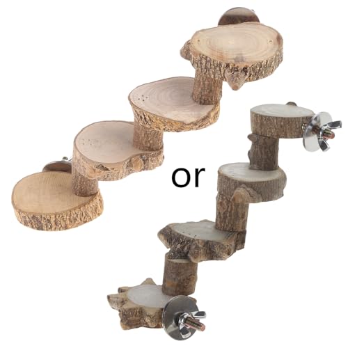 Vogel Holz Barsch Plattform Natürlicher Holztraining Ständer 4 Stufen Leiter Parrot Nagel Pflegekauen Spielzeugspielplatz von Haiki