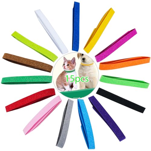 Haikole Welpenhalsbänder für Katzenstreu, 15 Stück, Welpenhalsbänder für kleine Welpen, verschiedene Farben, Welpenhalsband für neugeborene Hunde, Kätzchen, seitlich, weich, verstellbar, für von Haikole