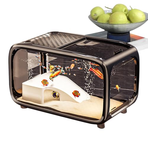 Aquarium für Fische - Kleines Betta Aquarium Mit Kletterdekoration | Klarer Acryl Landschaftsbehälter Mit Fütterungsöffnung Für Fische Schildkröten Wassertiere von Hailerio