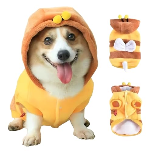 Hailerio Bienenkostüm für Hunde, warmes Hundekostüm mit Mützen, waschbar, Cosplay-Kostüm, Winter-Katzen-Outfit, lustige Haustier-Hoodies, wiederverwendbar für alle Arten von Cosplay-Partys von Hailerio