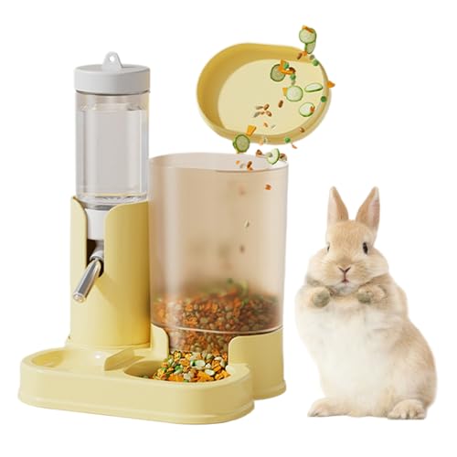 Hamster Trinkflasche | Automatische Kleintier Trinkflasche Mit Integriertem Futternapf,Auslaufsichere Trinkwasserflasche Mit Futter Napf Für Kleintiere | Für Wüstenrennmäuse von Hailerio