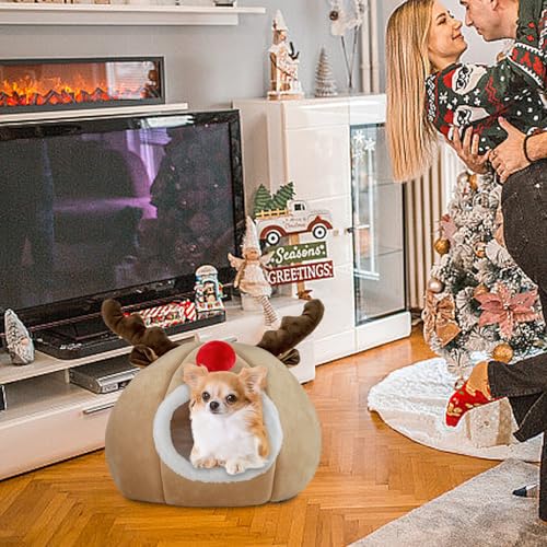 Katzenbetthöhle,Weihnachtskatzenbett,Warmes Haustierbett Weihnachten Katzenhöhle | Hundezeltbett, waschbares Katzennest für den Innenbereich, halbgeschlossenes Katzenhausbett für Welpen und Katzenbetthöhle,Weihnachtskatzenbett,Warmes Haustierbett Weihnachten Katzenhöhle | Hundezeltbett, waschbares Katzennest für den Innenbereich, halbgeschlossenes Katzenhausbett für Welpen und von Hailerio