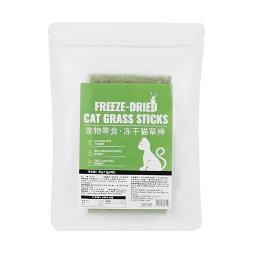Katzengras-Beißring, Katzengrasfutter, 8 Sticks Zahnreinigungs-Leckereien, Gefriergetrocknete Snack-Leckereien für Katzen, aromatisierte Zahnreinigungs-Leckereien, um die Katze energiegeladen von Hailerio