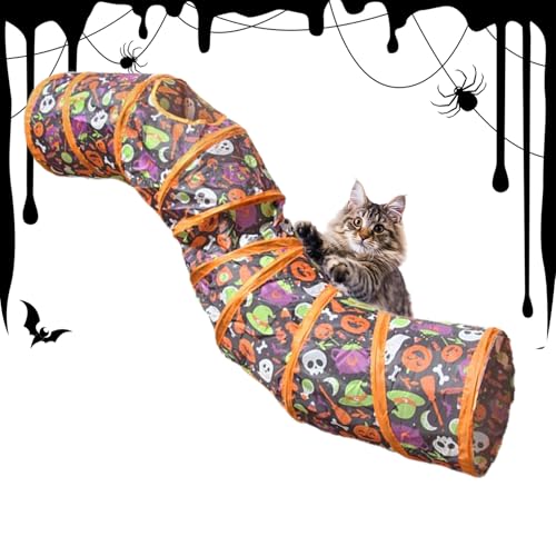 Katzentunnel - Indoor Katzen Röhrenzelt Halloween - Klappbare Höhle für Kleintiere Festversteck für Haustiere,Für Welpen Kaninchen Frettchen Hamster von Hailerio
