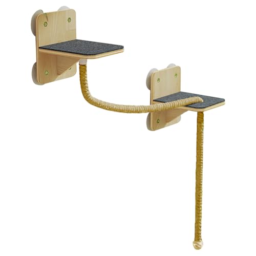 Regale Für Kletternde Katzen - Indoor Kletterwand Regale für Katzen mit integriertem Kletterturm - Natürliche Klettertürme Spielbereich Treppen Für Indoor Spiel von Hailerio