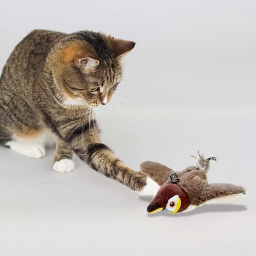 Hailmkont Katzenspielzeug Vogel Spielzeug Katze, Flapping Bird Cat Toy, Interaktives Elektrisches Vogelspielzeug für Katzen, Katzenspielzeug Selbstbeschäftigung USB-Aufladung, Katzen Spielzeug (#C) von Hailmkont