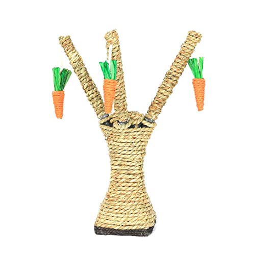 Pet Educational Toys Katzenbaumklettern Baumform Rattan Graskratzerspielzeug für Kaninchen mit hängenden Karotten von Hajimia