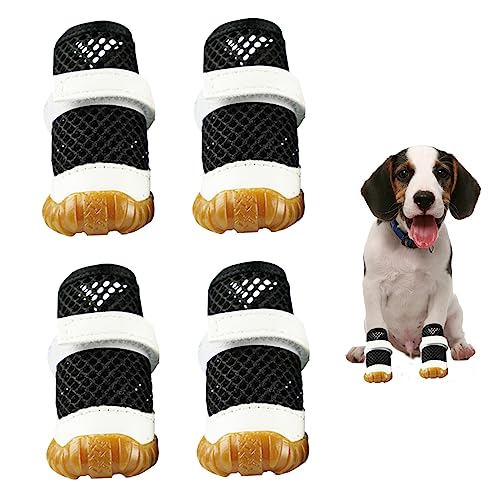 Pfotenschutzhundschuhe für heißes Wetter 4pcs atmungsaktive Hundestiefel für heiße Pflaster Hunde Sommerschuhe Nicht-Schlupf-Haustierpfotenschutz für kleine mittlere Hunde Größe3 von Hajimia