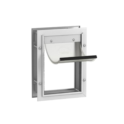 Hakuna Pets Deluxe Haustier-, Katzen- und Hundetür aus Aluminium mit 2-Wege-Verriegelung für Bildschirme, Türen und Wände bis zu 7,1 cm Dicke, klein, weiß von Hakuna Pets