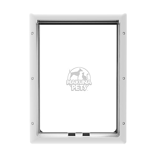 Hakuna Pets Essential Haustiertür für Bildschirme, Türen und Wände bis zu 7 cm Dicke, für Hunde bis zu 45 kg, groß, Weiß von Hakuna Pets