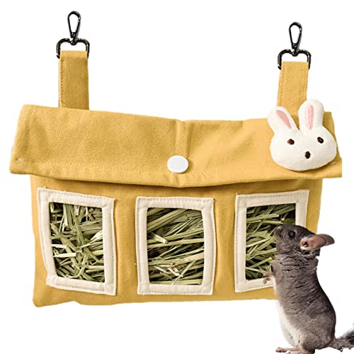 Halatua Kaninchen Heusack | Kaninchen-Heu-Futtersack groß,Futtersack zum Aufhängen für Kleintiere, niedlich für Hamster, kleine Haustiere, mit 3 Löchern von Halatua