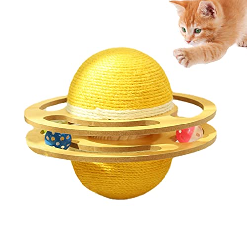 Halatua Katzenbereicherungsball - Ballspielzeug für Katzen mit Planetendesign - Kratzspielzeug für Katzen, natürliches Sisalseil, Katzenkratzball, Kratzspielzeug mit Ball für Katzen von Halatua