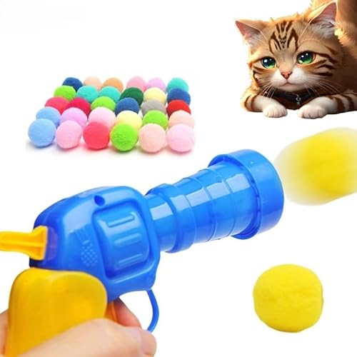HalcyonFit Interaktives Katzenspielzeug für kreatives Spielen und Training – Mini-Pompons-Spiele, Stretch-Plüschball-Spielzeug und mehr – Katzenbedarf und Haustierzubehör (1 Halter mit 30 Kugeln) von HalcyonFit