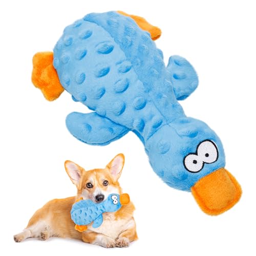 Halinuia Hundespielzeug, Hund Quietschspielzeug Plüschtier Hund mit Knitterpapier, Plüsch Kauspielzeug für Aggressive Kauer, Welpen, kleine, mittlere Hunde, Blau von Halinuia