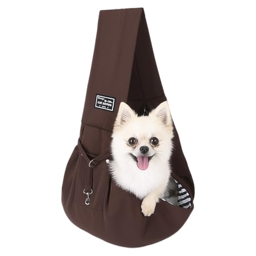 Halinuia Reversibel Kleine Hundetragetasche bis 7KG Angenehm Tragetasche Hund Sicherer mit Karabiner Tragegurt Hunde Umhängetasche für Haustiere für Spaziergänge Aktivitäten im Freien, Braun Halinuia Reversibel Kleine Hundetragetasche bis 7KG Angenehm Tragetasche Hund Sicherer mit Karabiner Tragegurt Hunde Umhängetasche für Haustiere für Spaziergänge Aktivitäten im Freien, Braun von Halinuia