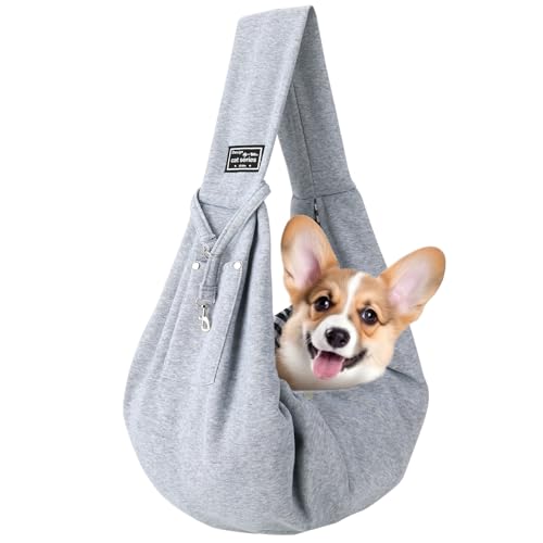 Halinuia Reversibel Kleine Hundetragetasche bis 7KG Angenehm Tragetasche Hund Sicherer mit Karabiner Tragegurt Hunde Umhängetasche für Haustiere für Spaziergänge Aktivitäten im Freien, Grau Halinuia Reversibel Kleine Hundetragetasche bis 7KG Angenehm Tragetasche Hund Sicherer mit Karabiner Tragegurt Hunde Umhängetasche für Haustiere für Spaziergänge Aktivitäten im Freien, Grau von Halinuia
