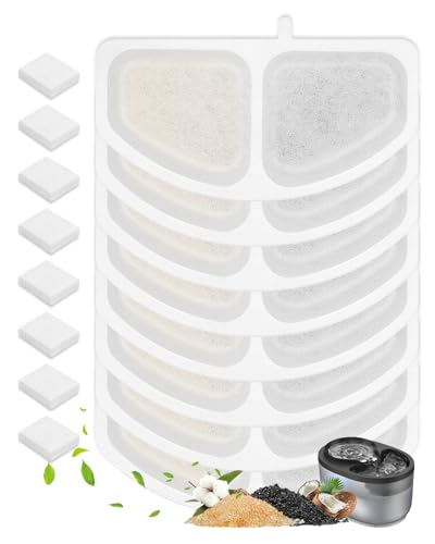 Haliya 16 Pack Filter für Oneisall katzenbrunnen, Ultra Silent 2.5L Trinkbrunnen für Katze, Dreifache Hocheffiziente Filtration, 8 Katzenbrunnen Filter mit 8 Schaumstofffilter (8+8) von Haliya