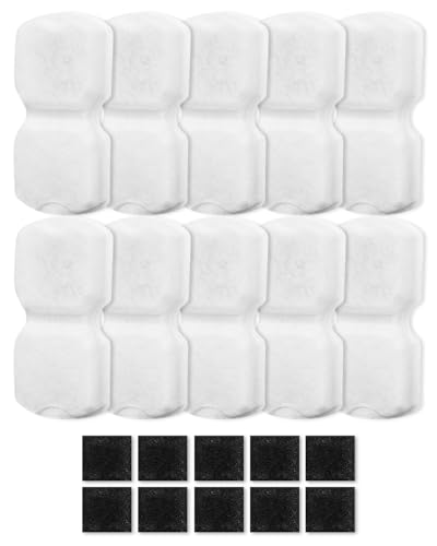 Haliya 20 Stück Katzen Trinkbrunnen Ersatzfilter für Giotohun 2.2L Katzenbrunnen, Katzentrinkbrunnen Filter, 10 Katzenbrunnenfilter mit 10 Schaumstofffiltern (10+10) von Haliya