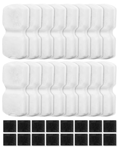 Haliya 32 Stück Filter für Giotohun 2.2L Katzenbrunnen Edelstahl, Katzen Trinkbrunnen Filter, Katze Wasserbrunnen Ersatzfilter, 16 Katzenbrunnenfilter mit 16 Schaumstofffiltern (16+16) von Haliya