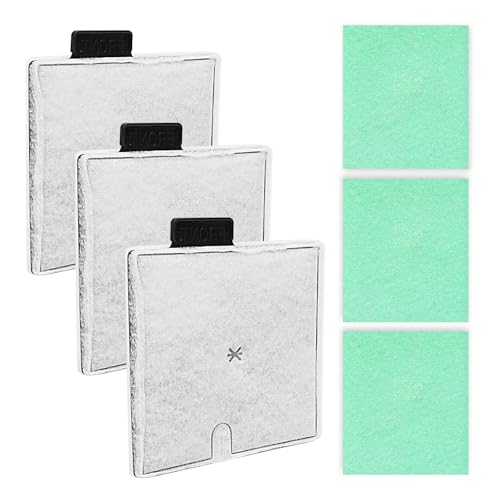 Haliya Aquarium Filter Service Kit, 3 Kohlepatronen und 3 grüne Filterpads, kompatibel mit CF2 (CF2-3+3) von Haliya