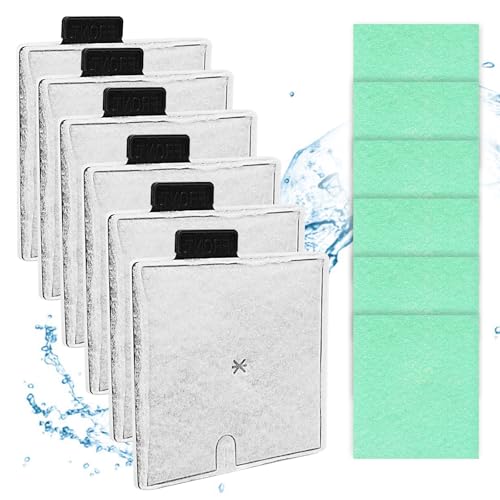 Haliya Aquarium Filter Service Kit, 3 Kohlepatronen und 3 grüne Filterpads, kompatibel mit CF2 (CF2-6+6) von Haliya
