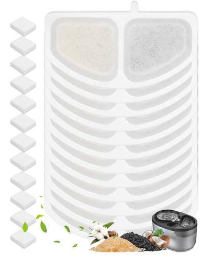Haliya 24 Pack Filter für Oneisall Ultra Silent 2.5L Trinkbrunnen für Katze, Katzenbrunnen Filter mit Dreifache Hocheffiziente Filtration, 12 Ersatzfilter Katzenbrunnen + 12 Schaumstofffilter (12+12) von Haliya