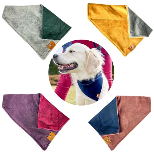 4er-Set Hundehalstücher - 7 Farben zur Auswahl - Zweifarbige Bandanas aus Samt für Haustiere - Hundehalsband-Bandana (Mehrfarbig, 4XL) von Halkalife