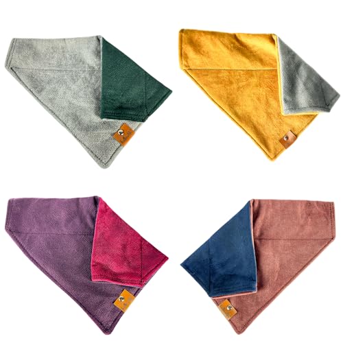 4er-Set Hundehalstücher - 7 Farben zur Auswahl - Zweifarbige Bandanas aus Samt für Haustiere - Hundehalsband-Bandana (Mehrfarbig, 4xM) von Halkalife