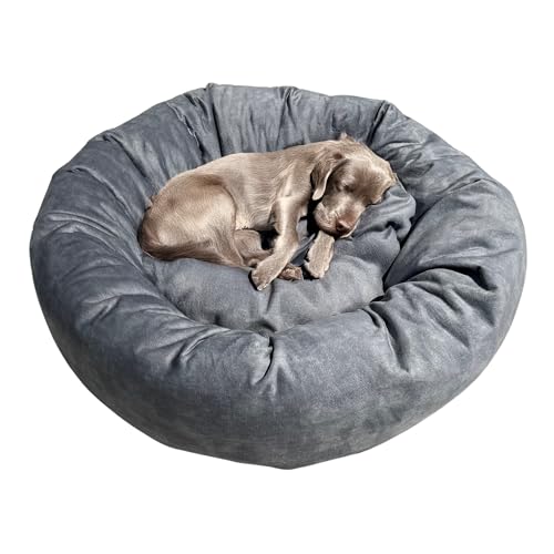 Halkalife Donut Haustierbett, Bezug abnehmbar zum Waschen, Katzenbett, rundes Hundekissen mit hochgezogenen Rändern, tierfreundliches Polstermaterial (M (80cm)) von Halkalife
