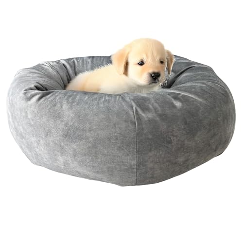 Halkalife Hundebett, Bezug abnehmbar zum Waschen, Katzenbett, rundes Hundekissen mit hochgezogenen Rändern, tierfreundliches Polstermaterial (S (60cm)) von Halkalife