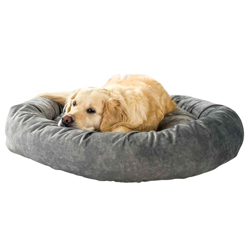 Halkalife Hundebett, Bezug abnehmbar zum Waschen, Katzenbett, rundes Hundekissen mit hochgezogenen Rändern, tierfreundliches Polstermaterial (XL (120cm)) von Halkalife