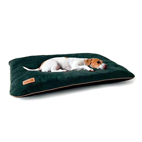 Halkalife Hundekissen, Hundekissen aus dickem Polstermaterial, Kissen für einen mittelgroßen Hund, Hundebett aus Velours - Waschbar Kissen Flauschig (M, Flaschengrün) von Halkalife