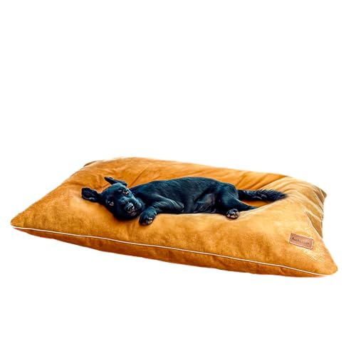 Halkalife Kissen für einen kleinen Hund - Hundekissen - Hundekissen aus dickem Polstermaterial - Hundebett aus Velours - Waschbar Hundekissen Flauschig (Gelb, S) von Halkalife