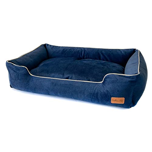 Halkalife Wasserdichtes und abriebfestes Hundesofa. Luxuriöse, glamouröse Couch für einen Hund oder eine Katze. Weiches Hundebett. (M (80x50x18 cm), Marine) von Halkalife