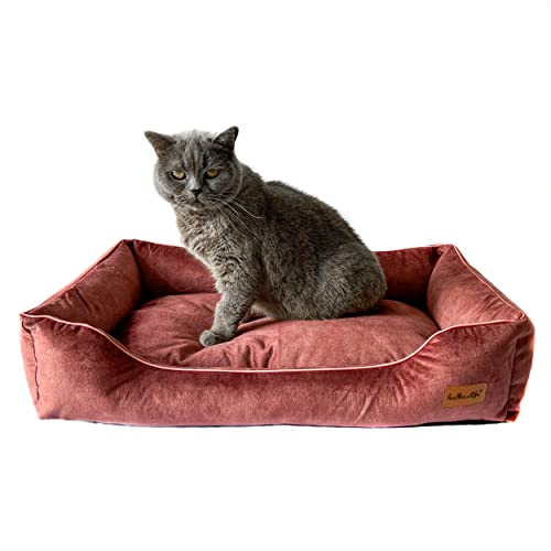 Halkalife Wasserdichtes und abriebfestes Hundesofa. Luxuriöse, glamouröse Couch für einen Hund oder eine Katze. Weiches Hundebett. (S (60x40x15 cm), schmutziges Rosa) von Halkalife