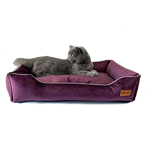 Halkalife Wasserdichtes und abriebfestes Hundesofa. Luxuriöse, glamouröse Couch für einen Hund oder eine Katze. Weiches Hundebett. (S (60x40x15 cm), Pflaume) von Halkalife