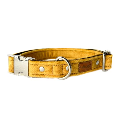 Hundehalsbänder aus Samt. Dicke und strapazierfähige Halsbänder für Hunde und Katzen. Wasserdicht und leicht zu reinigen. (Gelb, L (2,5 cm / 37-57 cm)) von Halkalife