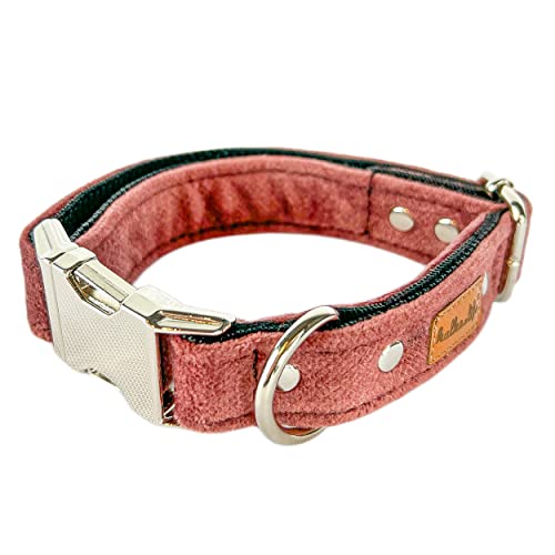 Hundehalsbänder aus Samt. Dicke und strapazierfähige Halsbänder für Hunde und Katzen. Wasserdicht und leicht zu reinigen. (L (2,5 cm / 37-57 cm), Schmutziges Rosa) von Halkalife