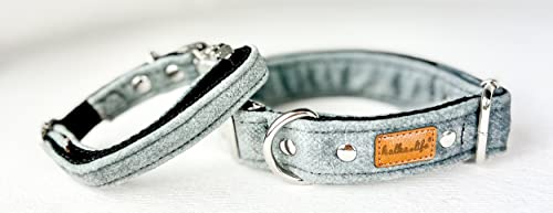 Hundehalsbänder aus Samt – Dickes und langlebiges Halsband für Hunde – Starke Metallschnalle und leicht zu reinigendes Hundehalsband – Hergestellt in der EU (Grau, S (1,5 cm / 25-35 cm)) von Halkalife
