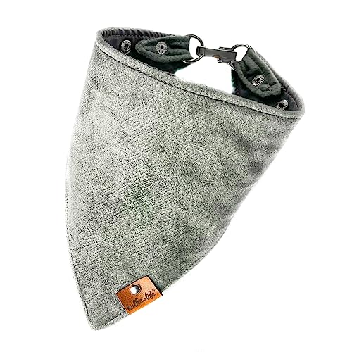 Hundehalstuch mit Metallverschluss, wasserdichtes Hundehalstuch, verstellbares Bandana (Grau, M) von Halkalife