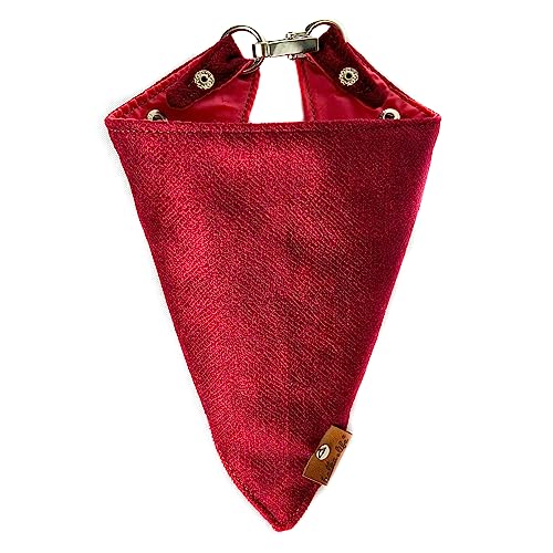 Hundehalstuch, stylisches Hundehalstuch aus Velours und zartem Futter, verstellbares Accessoire für Ihren vierbeinigen Freund, eleganter Verschluss, weicher Stoff mit angenehmer Haptik (Kirsche, M) von Halkalife