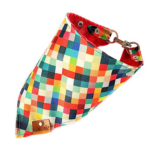 Wasserdichtes Hundehalstuch mit Metallverschluss, EIN Bandana um den Hals des Hundes, schöne Hundehalsdekoration (Pixel, M) von Halkalife