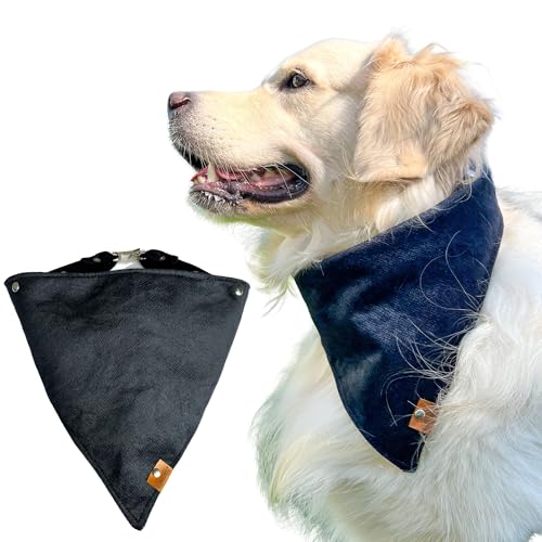 Hundehalstuch mit Metallverschluss. Wasserdichtes Hundehalstuch. Verstellbares Hundehalstuch. (Schwarz, L) von Halkalife