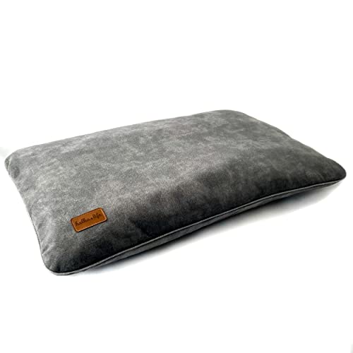 Robustes Hundekissen aus Samt. Haustierfreundliches Materialbett für Haustiere. Schlafkissen für Hunde. Hundekissen aus Samt. (L, Grau) von Halkalife